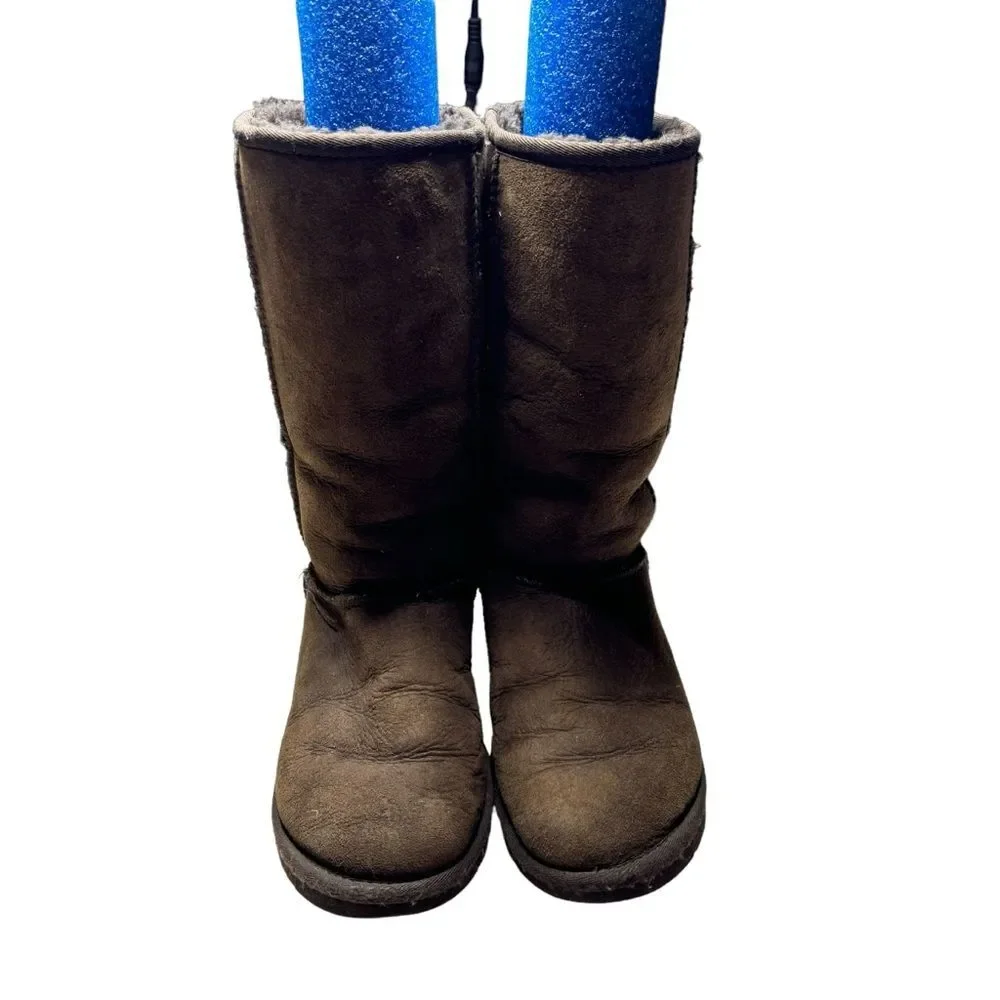 UGG Women's Classic Tall Boots Brown Sherpa Lined Sheepskin Leather Size 6.5